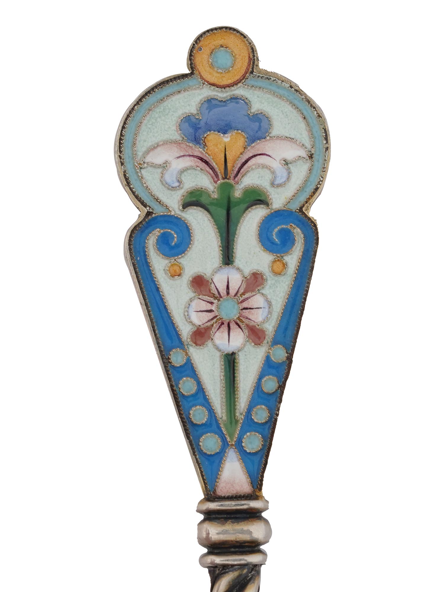 RUSSIAN SILVER GILT AND CLOISONNE ENAMEL SPOON PIC-2